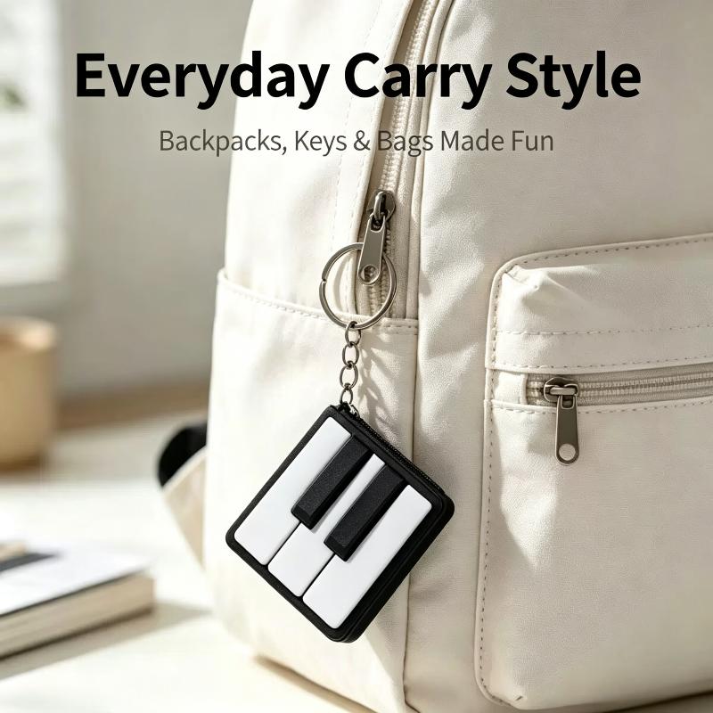 Piano Keyboard Clicker Keychain Mini Anti Stress Fidget Toy Portable Sensory Toy for Students Office Desk Home Party