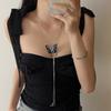 2025 New Metal Blue Butterfly Necklace for Women Long and Pullable Light Luxury Collarbone Chain Fashion Sweater Chain Pendant