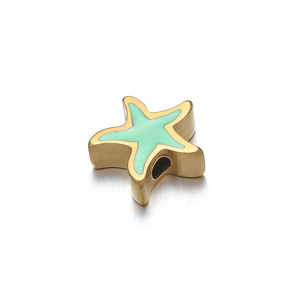 5Pcs 10mm Stainless Steel Morandi Color Enamel Starfish Beads Star Charm DIY Jewelry Making Summer Woven Bracelet Girls Findings