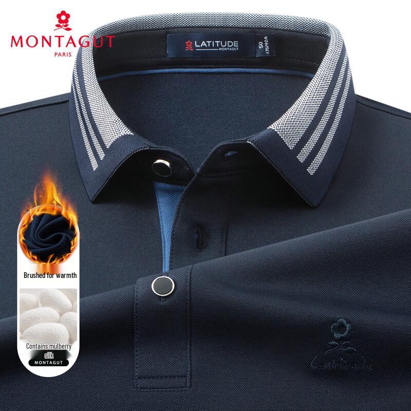 Montagut Men s Silk Blend Long Sleeve Polo Shirt 56
