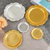 Retro Luxury Stainless Steel Plates Cake Dessert Tray High Tea Snack Fruit Dish Jewelry Storage Tabletop Decor Home Supplies