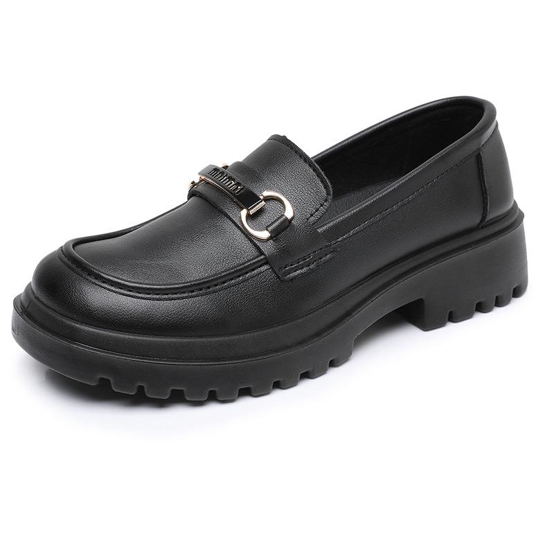 Women's spring new thick-soled small leather shoes Women's soft-soled one-pedal casual versatile leather shoes