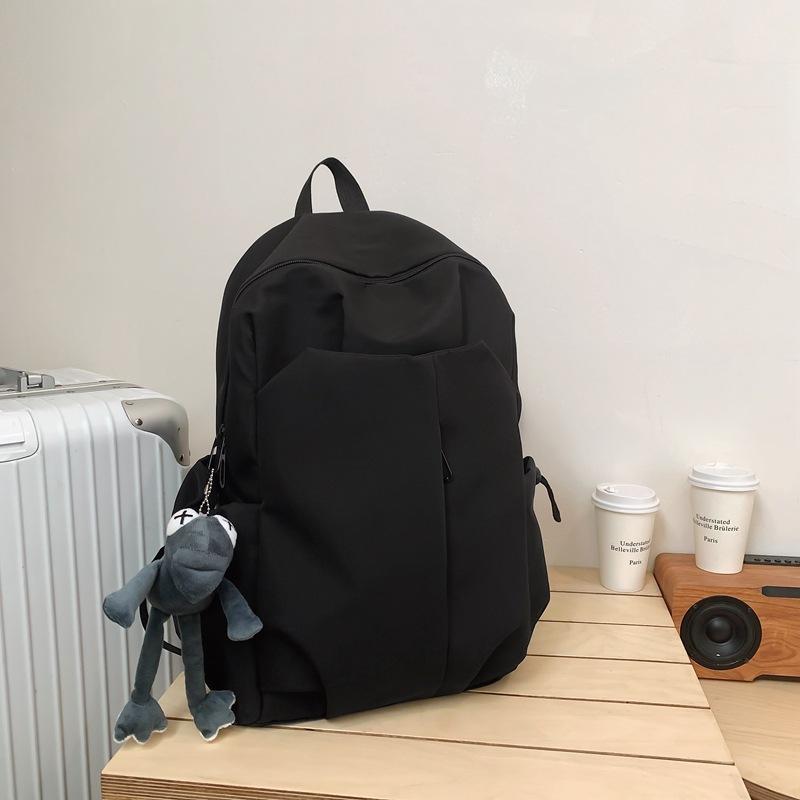 Schoolbag New Large-capacity Student Simple Schoolbag Men's Backpack Korean Version Couple Solid Color Casual Backpack Wholesale