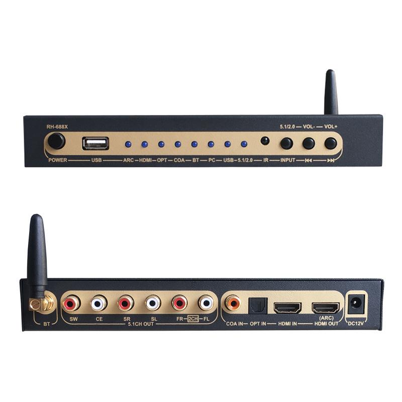

Звукова карта-декодер 5.1 без втрат Dolby DTS AC3 з HDMI, оптичним, коаксіальним входом та Bluetooth 5.0 RH-688X чорний
