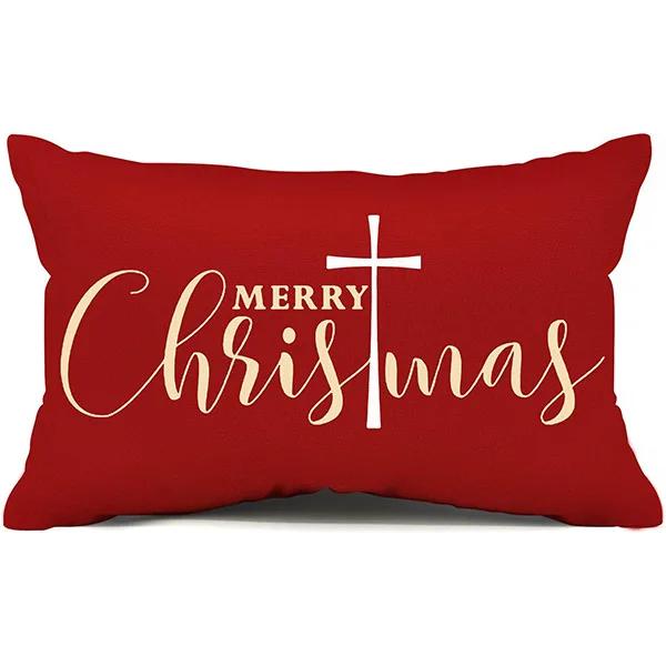 New Christmas Style Simple Letter Double-sided Printed Linen Pillow for Home Decoration, Sofa Waist Pillowcase