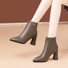Women's High Heel Soft Leather Ankle Boots, 2025 Autumn Winter Collection, Pointed Toe, Plus Velvet.