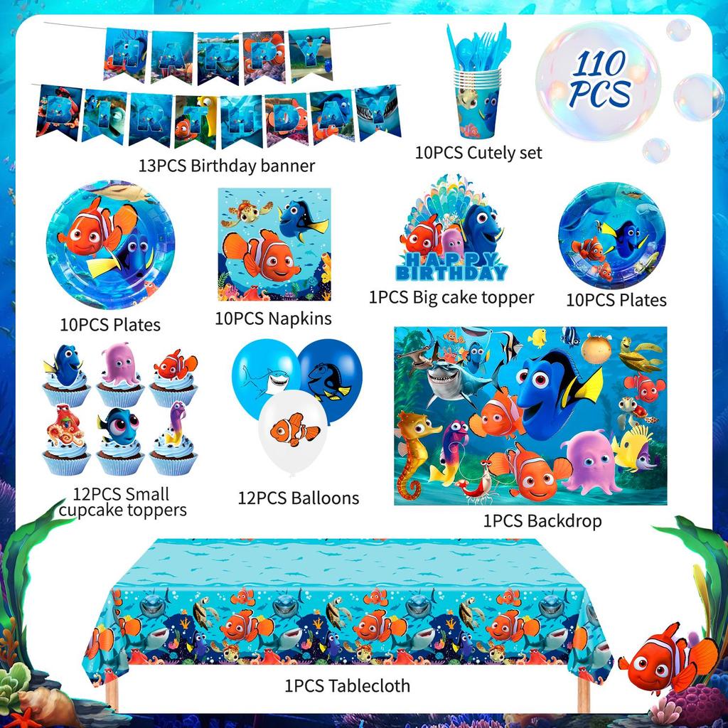 Décorations d'Anniversaire Dessin Animé, Décorations de Fête Dessin Animé & Vaisselle de Fête Dessin Animé - Bannière d'Anniversaire Thème Dessin Animé, Ballon, Assiette, Nappe Etc.