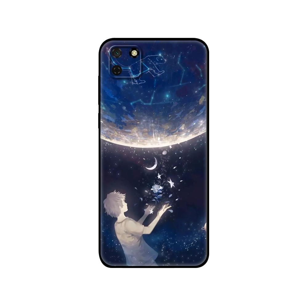 Black Tpu Case For Huawei Y9S Y6S Y8S Y5P Y7P Y8P Case For Huawei Y5 Lite Y6 Cover Sky Space Planet Moon Stars Unique Design