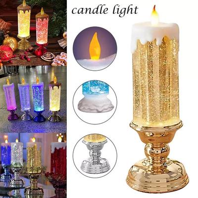 New Led Candle Light Christmas Fairy Lamp Flameless Shop Desktop With Glitter Home Luminous Night Ornament Light Decor Bar S0c2