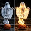 Decorative Festive Lighting Swirling Ghost Pumpkin Yard Lamp, Halloween Glowing Spooky Decor with Solar Powered Alternative Design, Outdoor