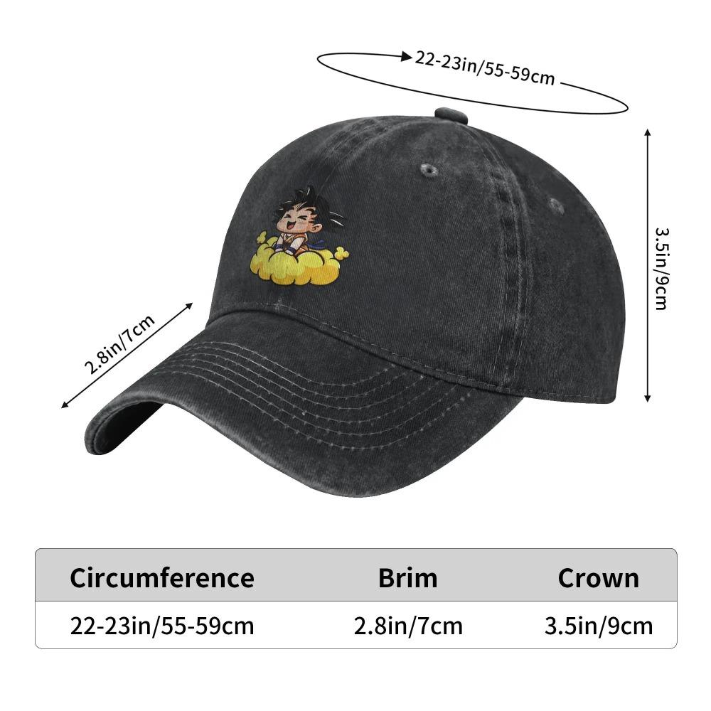Casual Dragon Ball DBZ Goku Baseball Caps Unisex Distressed Cotton Sun Cap Cute Chibi All Seasons Travel Adjustable Fit Hats Cap
