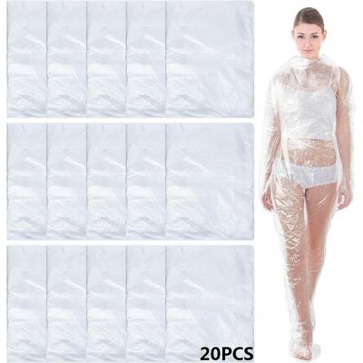 20 Pcs Disposable Body Wraps PE Sauna Bath Suit Plastic Body Far Infrared Sauna Wrap for Women Men Spa Bathtub Weight Loss Detox, Clear