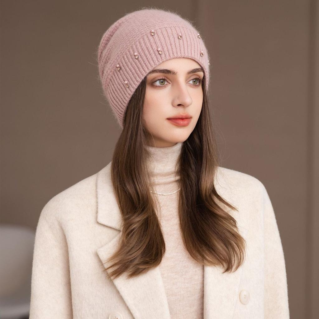 New Colored Diamond Hat Women's Winter Outdoor Fashion Thickened Warm Knitted Hat