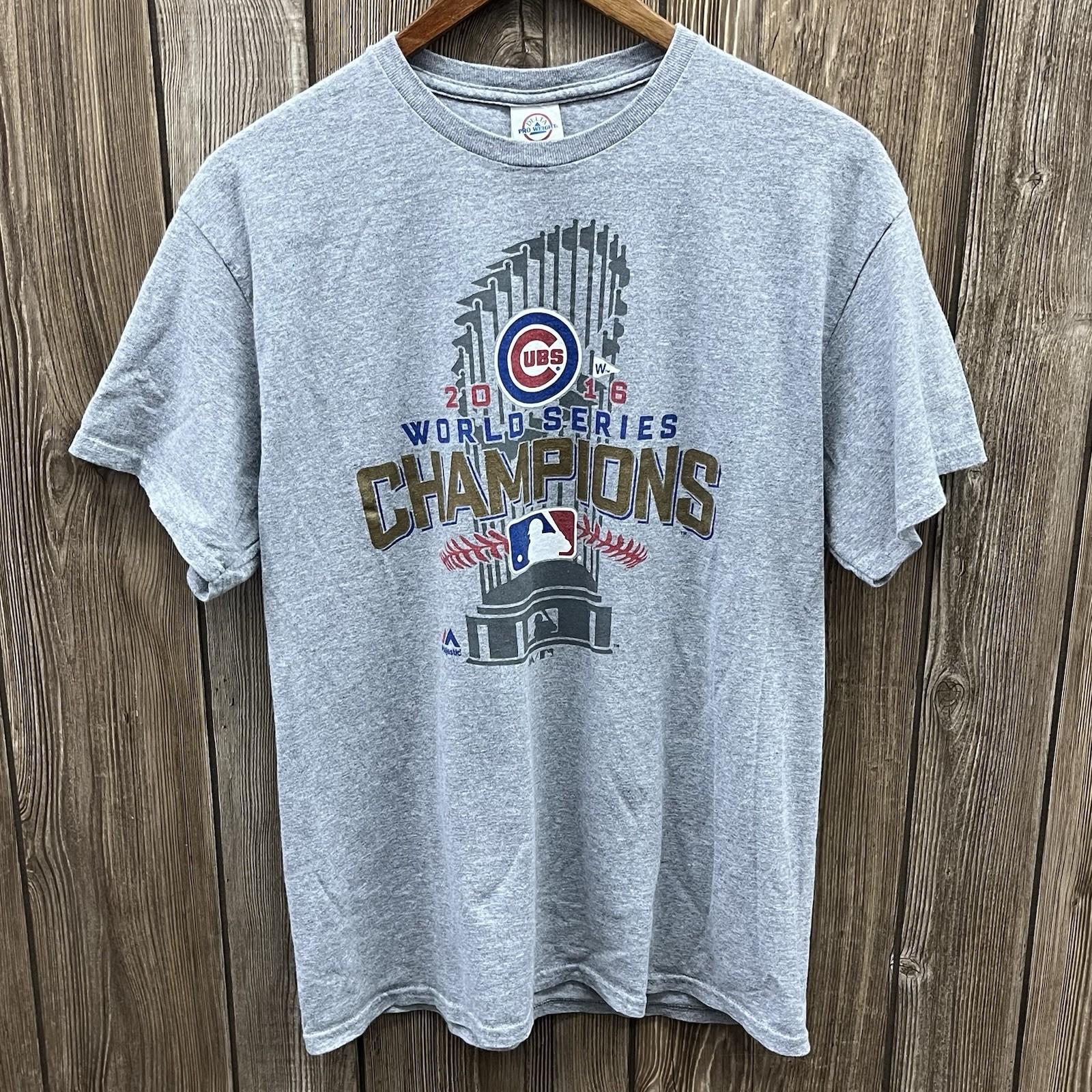 Chicago Cubs Majestic 2016 MLB World Series Champions Tee  Grey Mens Large Unisex T-Shirt L