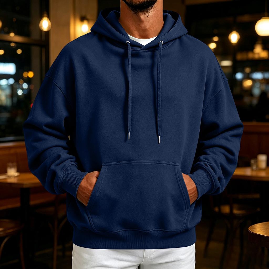 Men's Retro Hoodie Loose Fit Casual Pullover Sweatshirt for Fall Winter