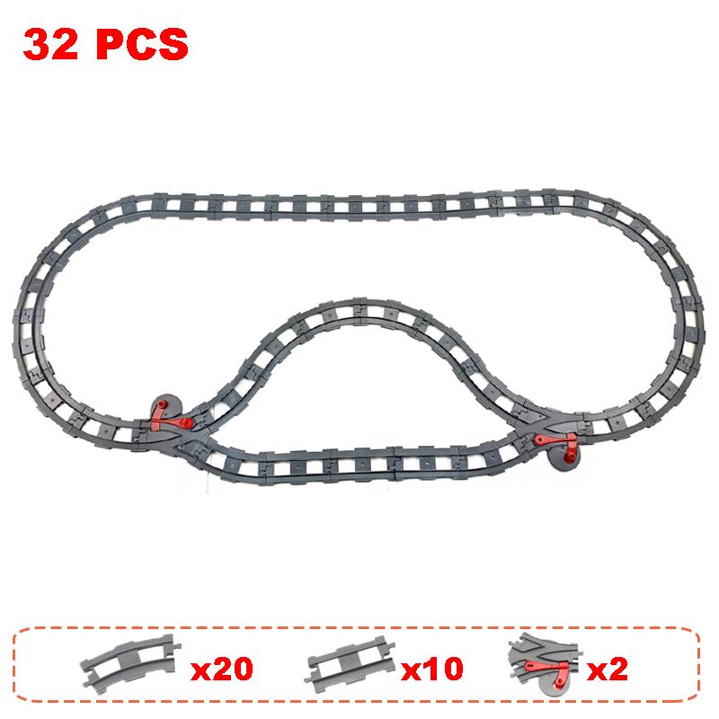 Non-Toxic Rail Transport Big Size Building Blocks Creative Track Accessories Assemble Toys For Children Bricks Compatible City Train Set