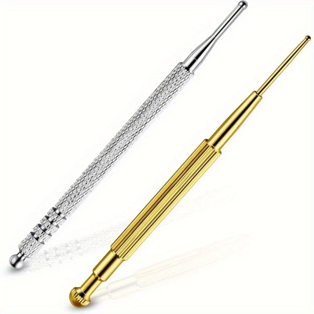 2Pcs/Set Facial Reflexology Massage Tool Retractable Acupuncture Pen Double Headed Spring Ear Care Tool Point Probe Pen Massager for Face