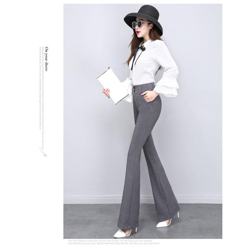 Elegant Long Office Lady 2022 Summer High Waist Women's Wide Leg Capris Suit Pants for Women Skinny Flare Pants Woman Trousers