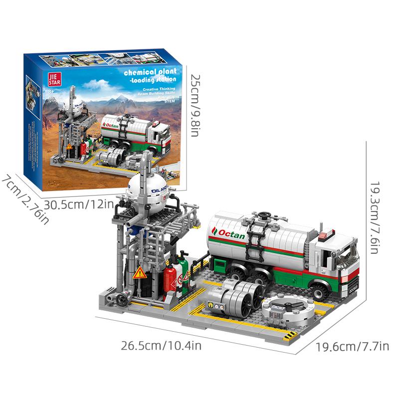 Non-Toxic City Street View Building Blocks Natural Gas Storage Center Laboratory Transport Station 3 In 1 Assembly Model Bricks Kids Gifts