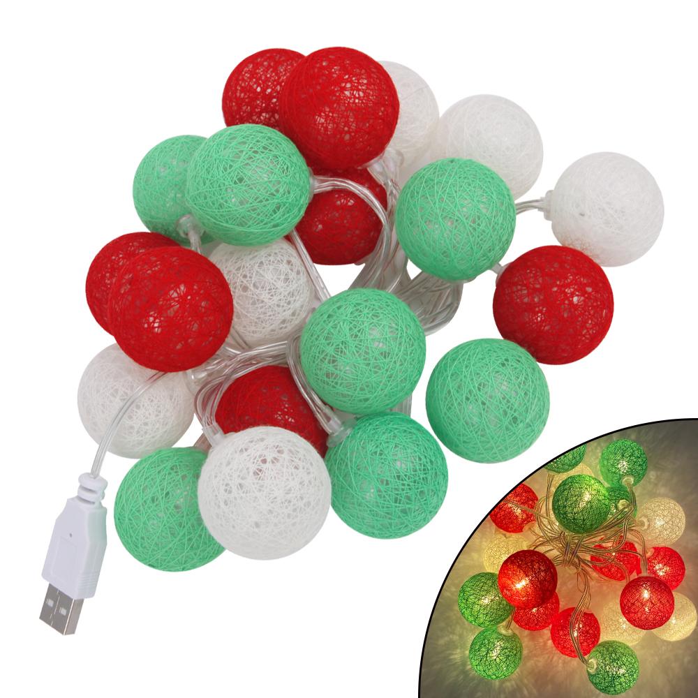 2,2 M 20 LED Baumwollkugel Lichterkette USB-Stecker Für Fenster Hochzeit Licht Party Haus Garten Schlafzimmer Innenwand Dekor