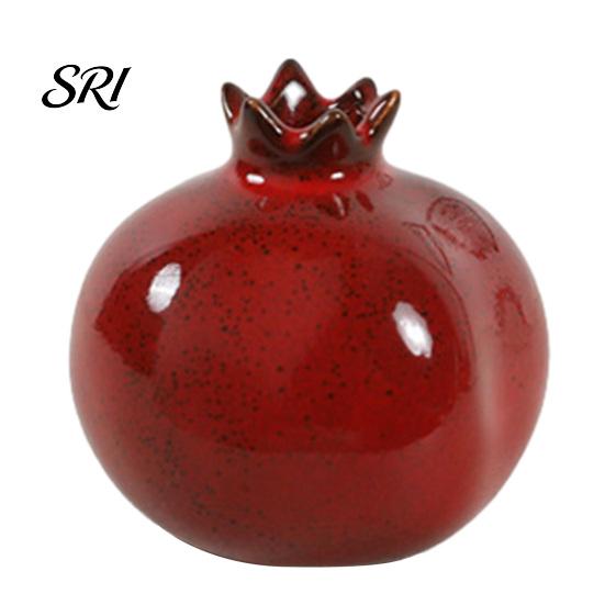 Living Room Vase Ceramic Pomegranates Bud Small Fruit Shaped Decorative for Home Long-lasting Decor Farmhouse Rustic Flower Table Centerpiece