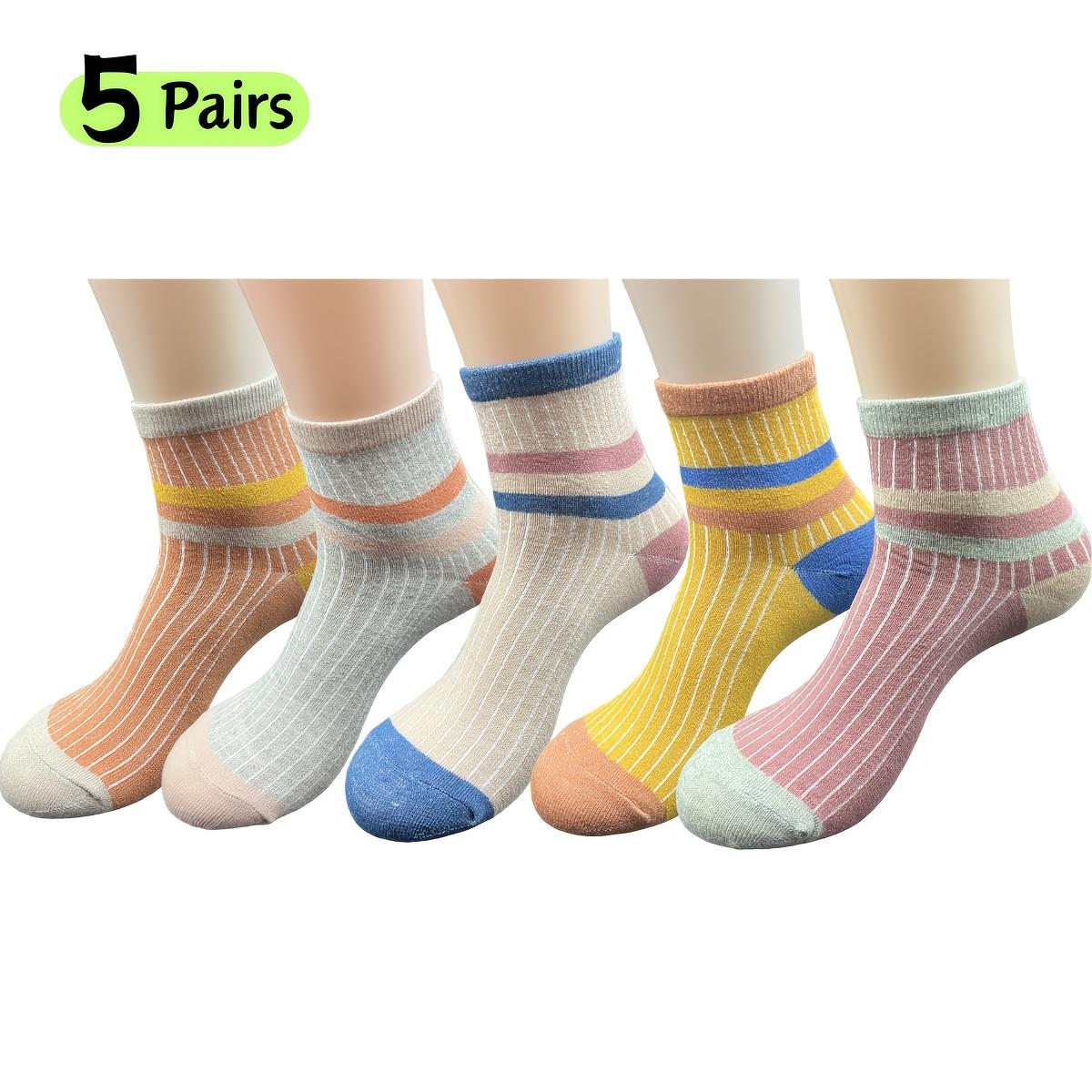 

5 пар женских полосатых гольф до колена в стиле ретро и разноцветные спортивные носки one-size