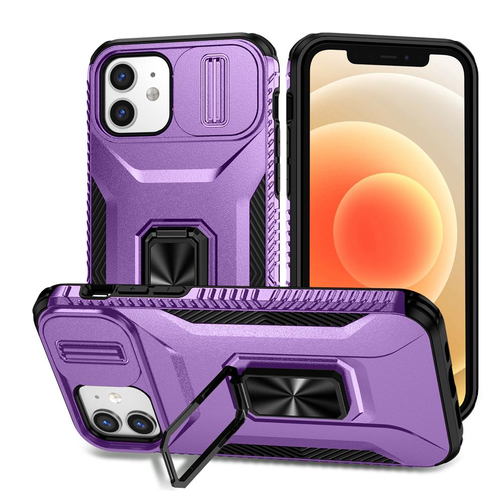 KEYSION Nárazuvzdorné pouzdro pro iPhone 11 Pro Max, vysouvací kryt s ochranným kroužkem pro objektiv fotoaparátu, stojánek, zadní kryt pro iPhone XS Max X XR
