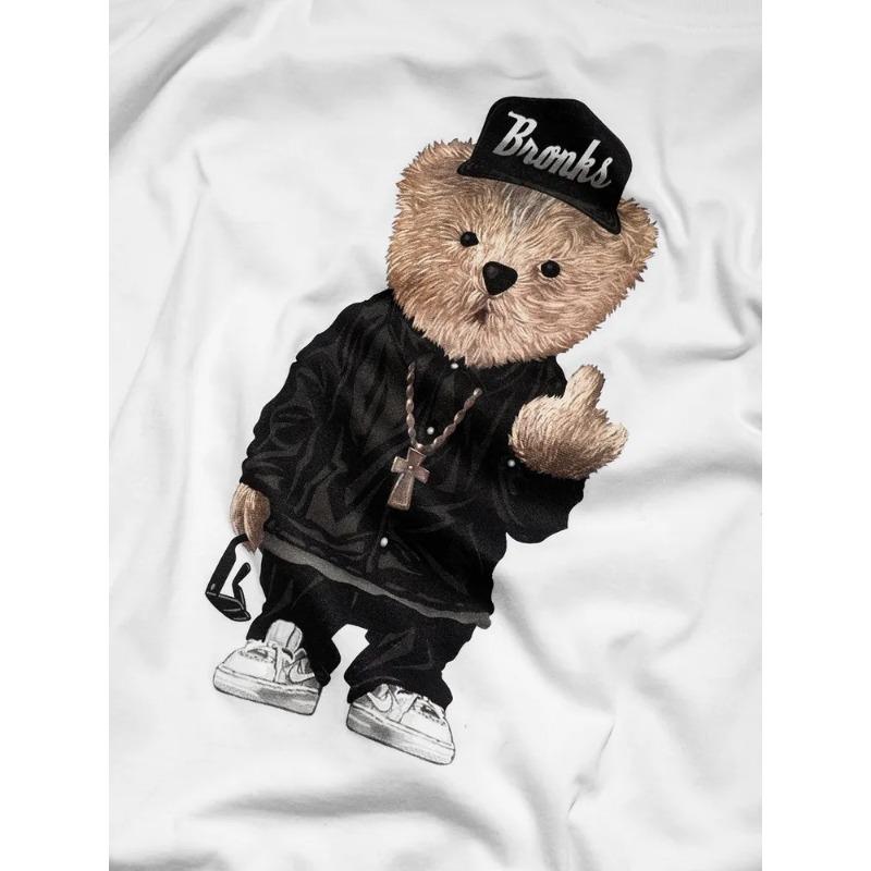 Little Brown Bear Printed Top Short Sleeved Pure Cotton T-shirts Couple Unisex  T-shirts