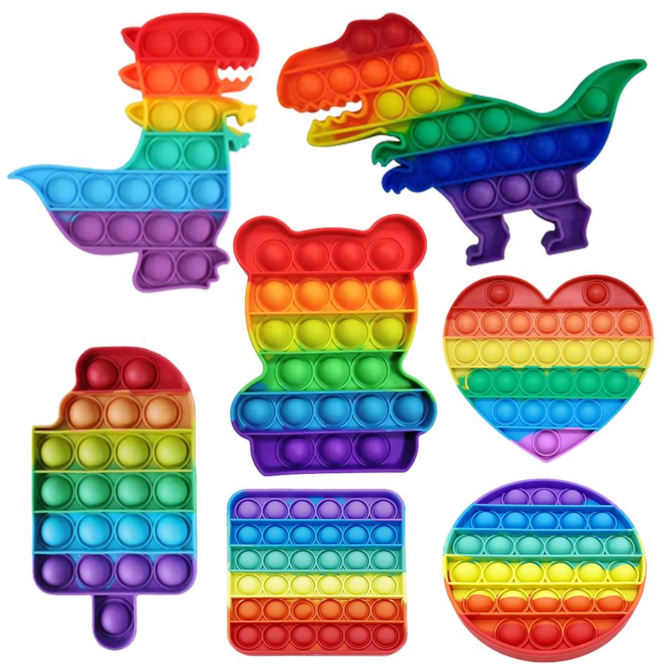 Lieblingsspielzeug für Kinder Regenbogen Pop Bubble Fidget Spielzeug Lustiges Stressabbau-Spielzeug Farberkennung Frühes Lernspielzeug Premium-Qualität