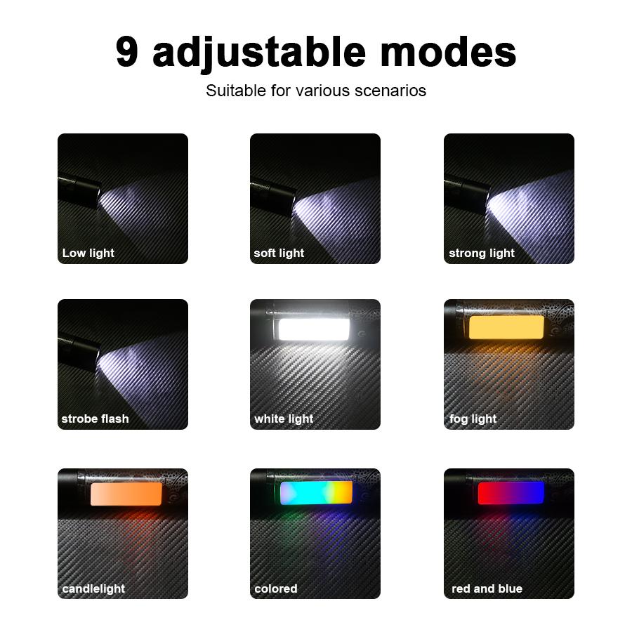 Super Bright LED Flashlight USB Rechargeable Torch 9 Lighting Modes Powerful Lamp for Camping Fishing Outdoor Working Lantern