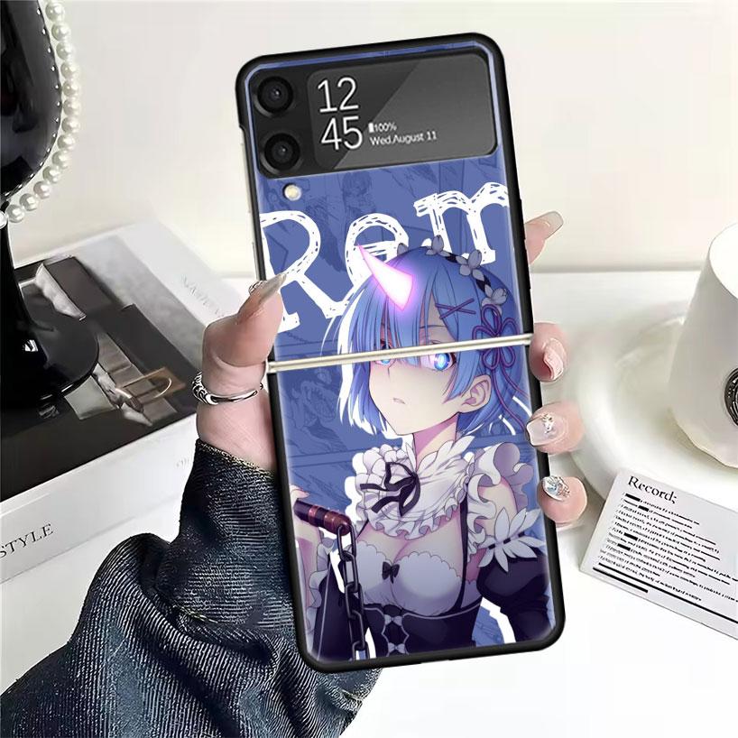 R-Rem Re Zero Anime Cases For Samsung Galaxy Z Flip 4 5 6 7 3 Z Flip7 Flip6 Flip4 Flip5 Flip3 5G Hard Shockproof Fundas Cover
