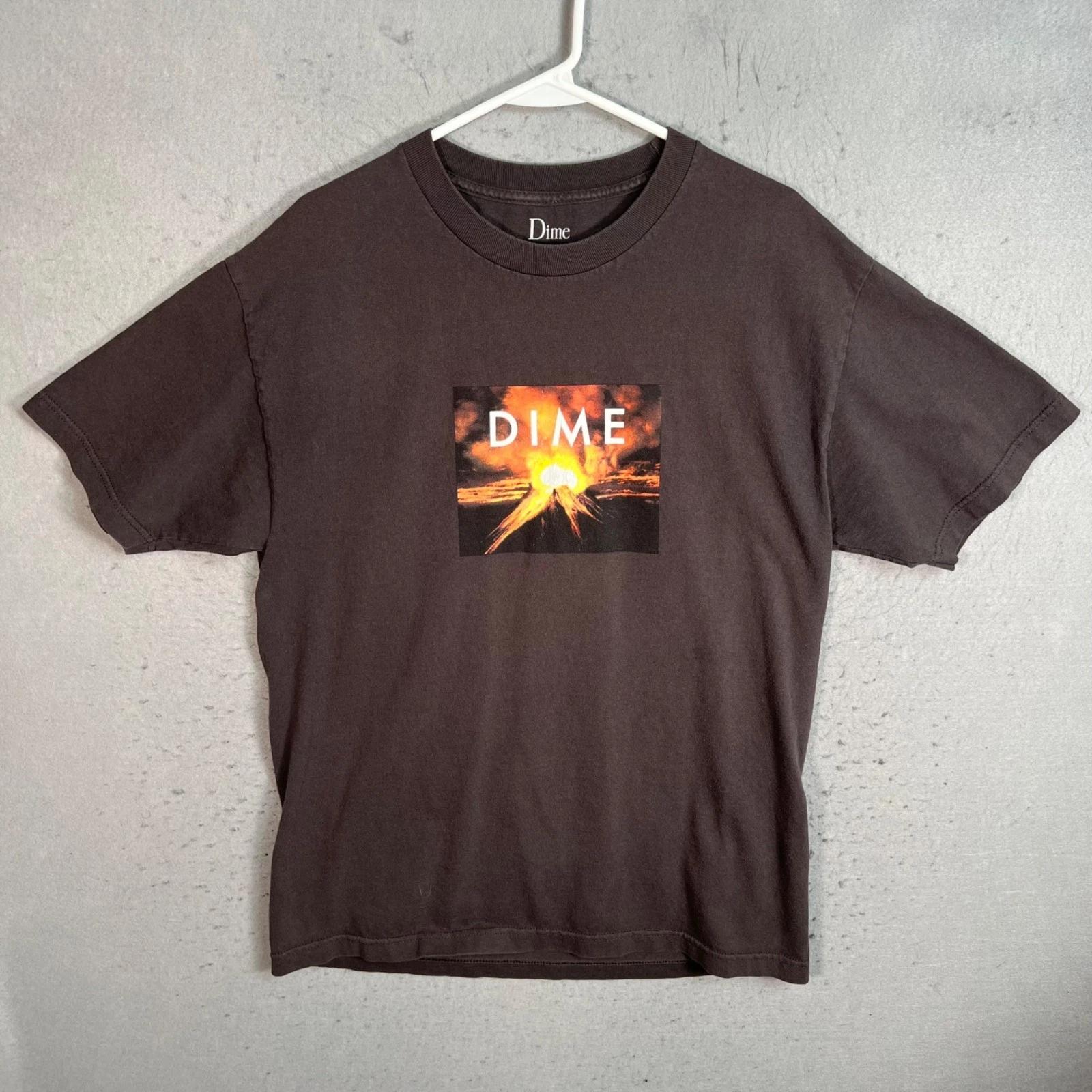 

Dime Skateboarding Dark Grey Volcano Graphic T-Shirt Mens Large 100% Cotton S