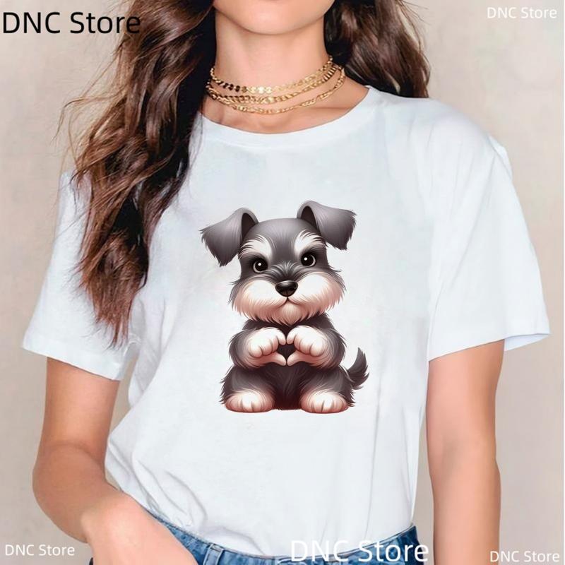 Lustiges Yorkshire Terrier Hund Print T-Shirt Damen Mode Harajuku Kawaii Kleidung Hund Haustier T-Shirt Femme Weißes Shirt Tops