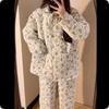 Air Quilted Pajamas Women's Winter Cute Puppy Cardigan Long-sleeved Thick Warm Home Service Suit Autumn and Winter