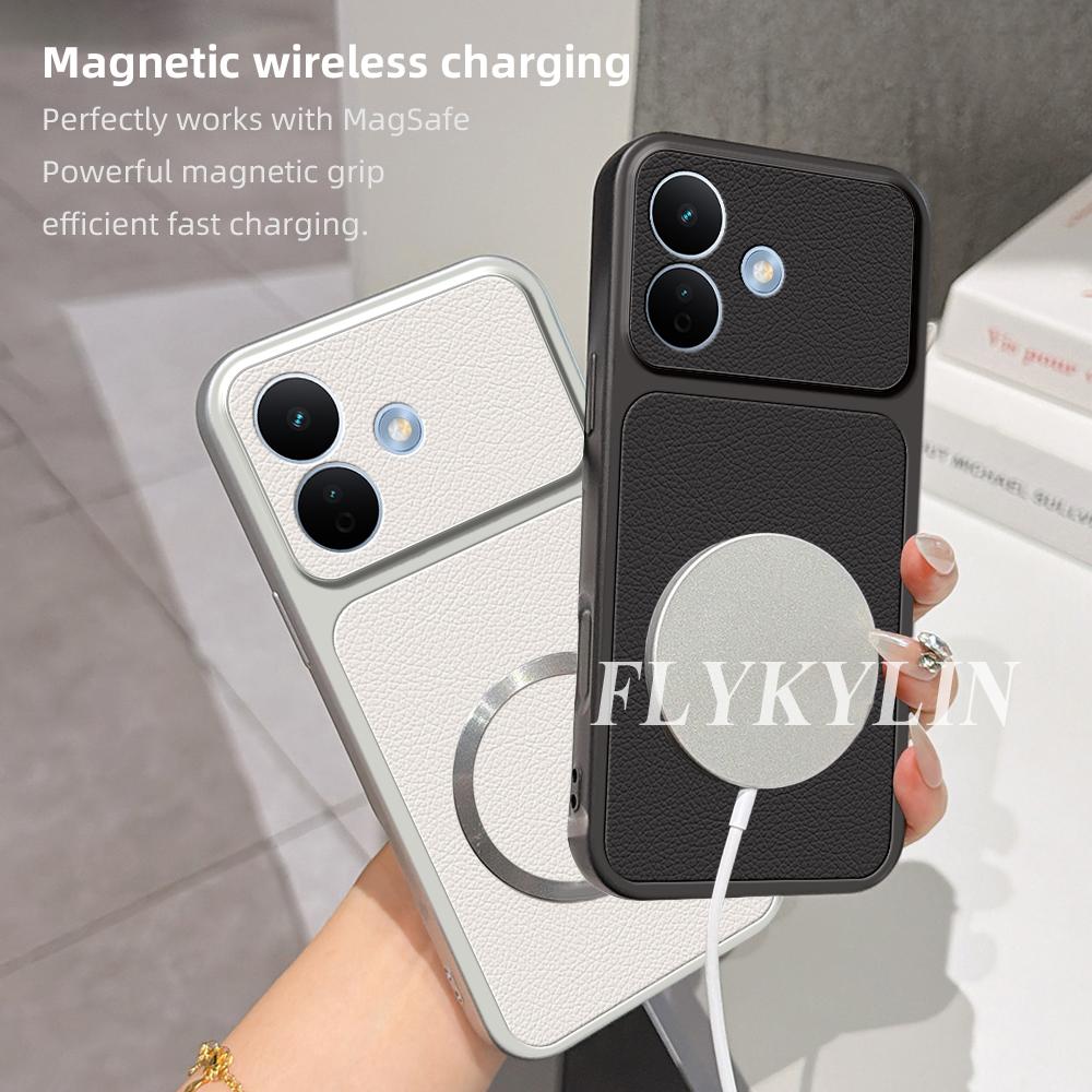 For Xiaomi Redmi Note 17 Pro 5G Litchi Textured Leather With Magnetic Suction For Anti Drop Protection Shell