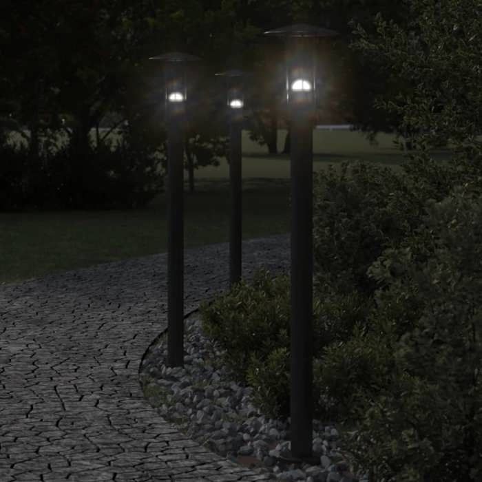VidaXL Lampadaire d'extérieur noir 100 cm acier inoxydable, éclairage au sol d'extérieur, éclairage au sol de jardin, 4006355