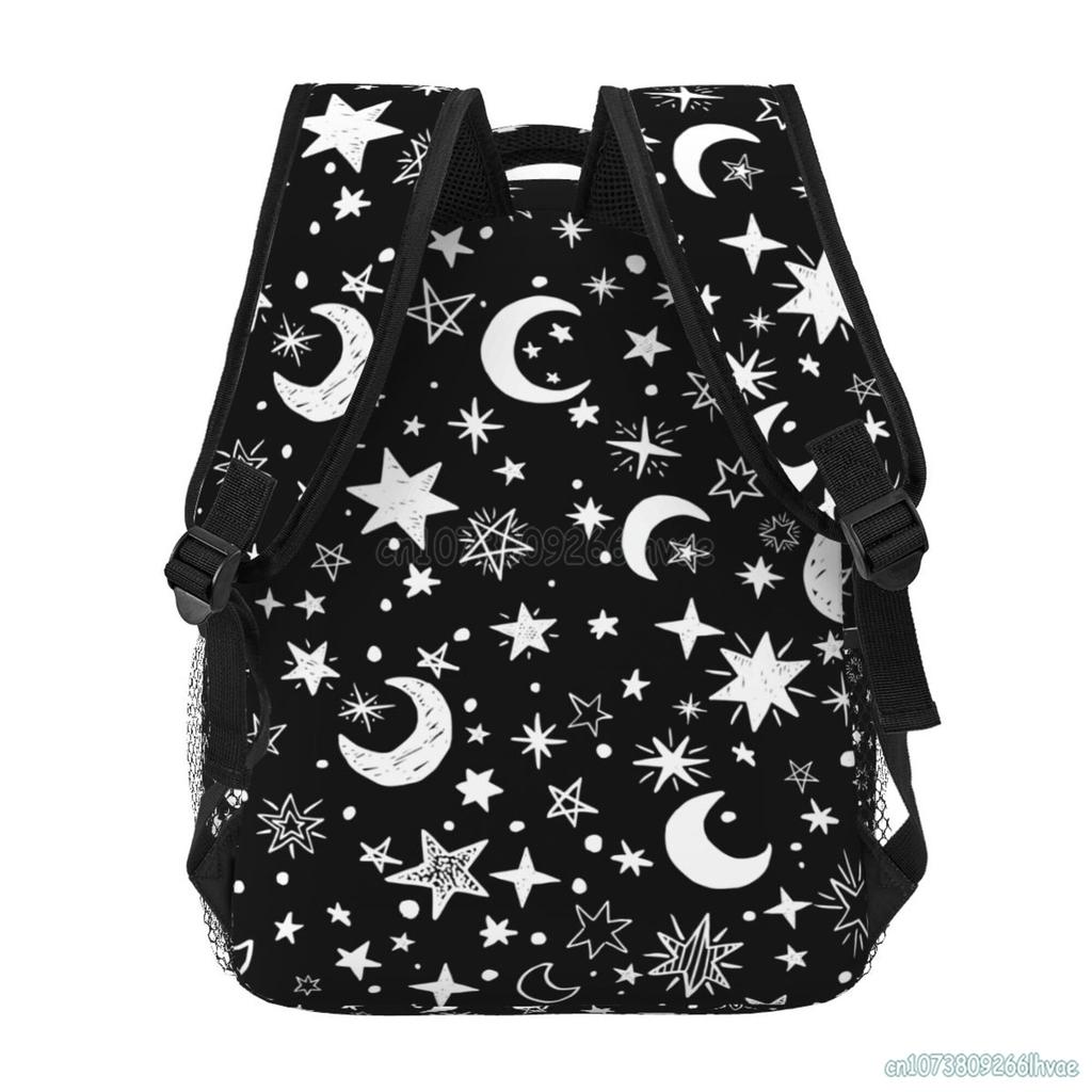 Moon and Star Laptop Backpack Student School Book Bag Adjustable Shoulder Bags Travel Hiking Camping Daypack for Teens Adults