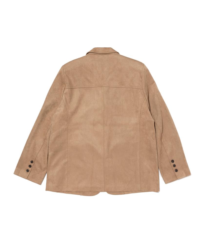 Roidesrois Collar-Detailed Suede Button-Up Jacket (Beige)