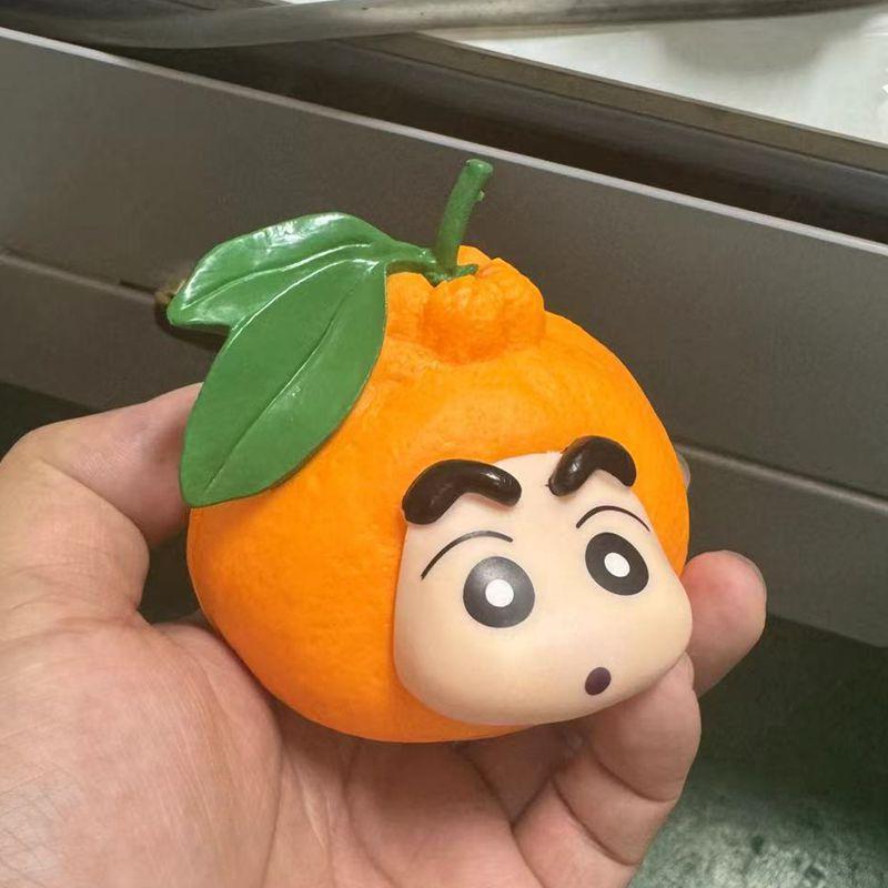 Nohara Shinosuke Q version, fruit series, apple, orange, crayon Shin-shin, model ornament, boxed figure
