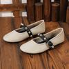 Spring and Autumn New Women's Shoes Riveted Leather Mary Jane Round Head Single Shoes Ballet Flats Cross