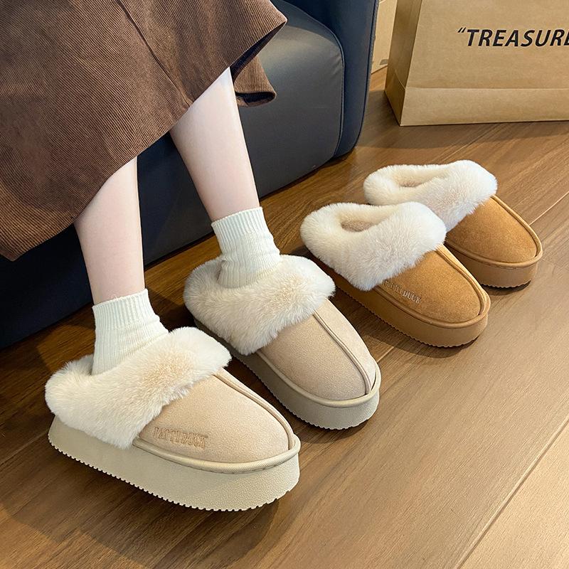 Plush Cotton Slippers 2025 New Autumn and Winter Home Indoor Thick-soled Non-slip Velvet Warm Cotton Shoes