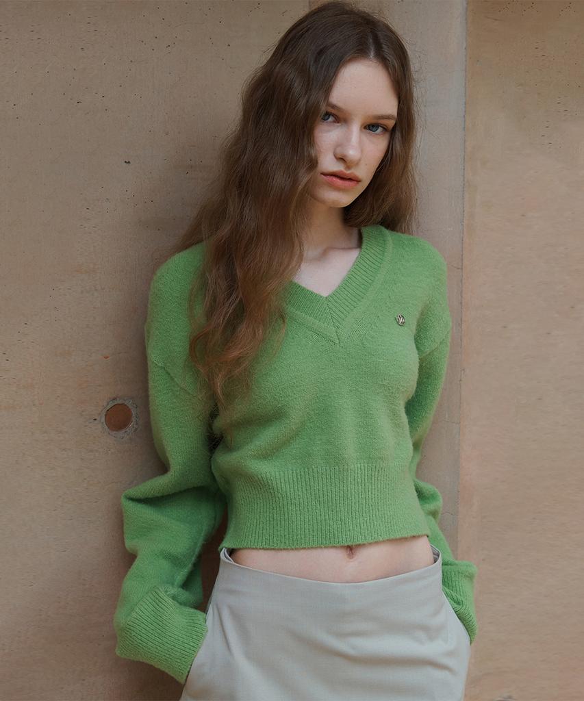 SINOON V Neck Cropped Sweater