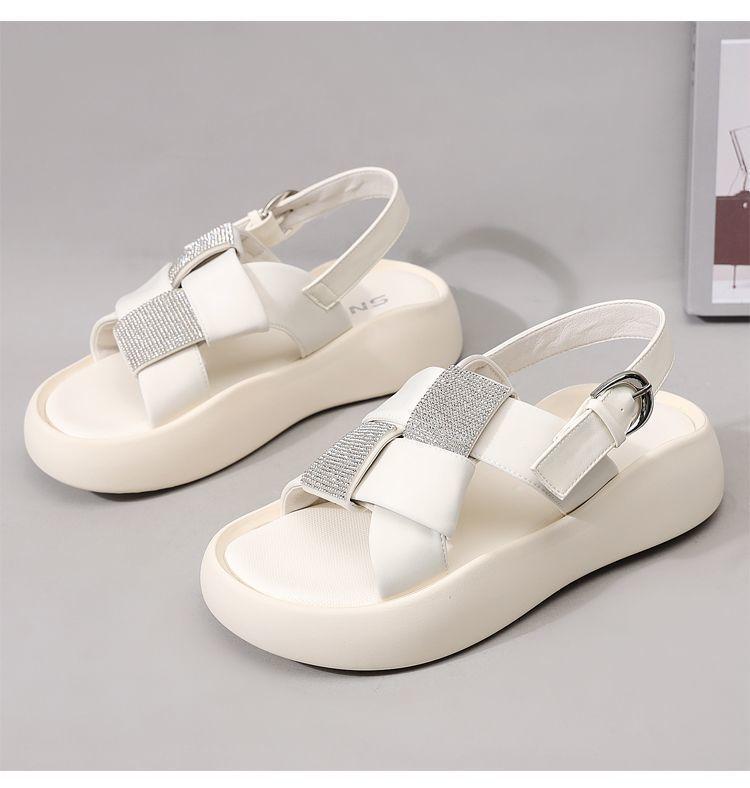 

Muffin thick-soled women s sandals women s flat-soled summer 2025 new open-toe heightening explosion wearing Roman shoes 40