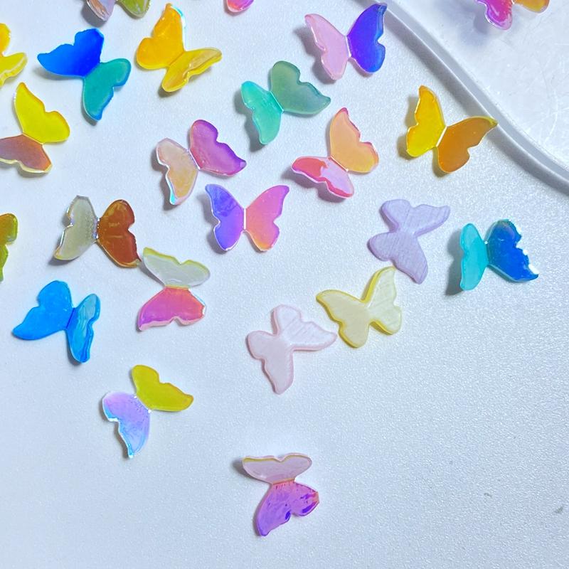 40Pcs New Cute Mini 8*10mm Cartoon Butterfly Flat Back Resin Cabochons Scrapbooking DIY Jewelry Craft Decoration Accessories