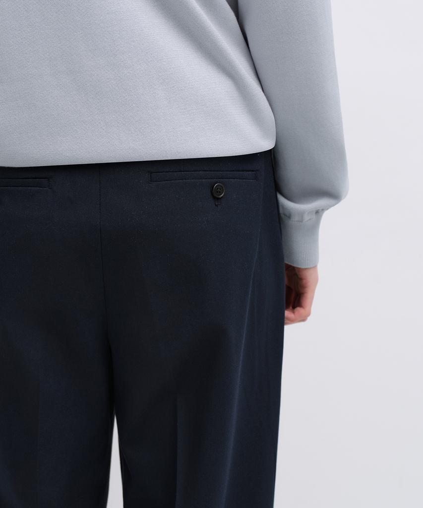 MUSINSA STANDARD Real Wide Hidden Banding Slacks [Navy]