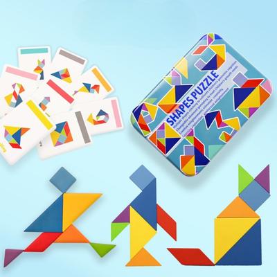 Tangram Iron Four Multi-functional Creative Children's Wooden Educational Toys Puzzle Kindergarten Teaching Aids