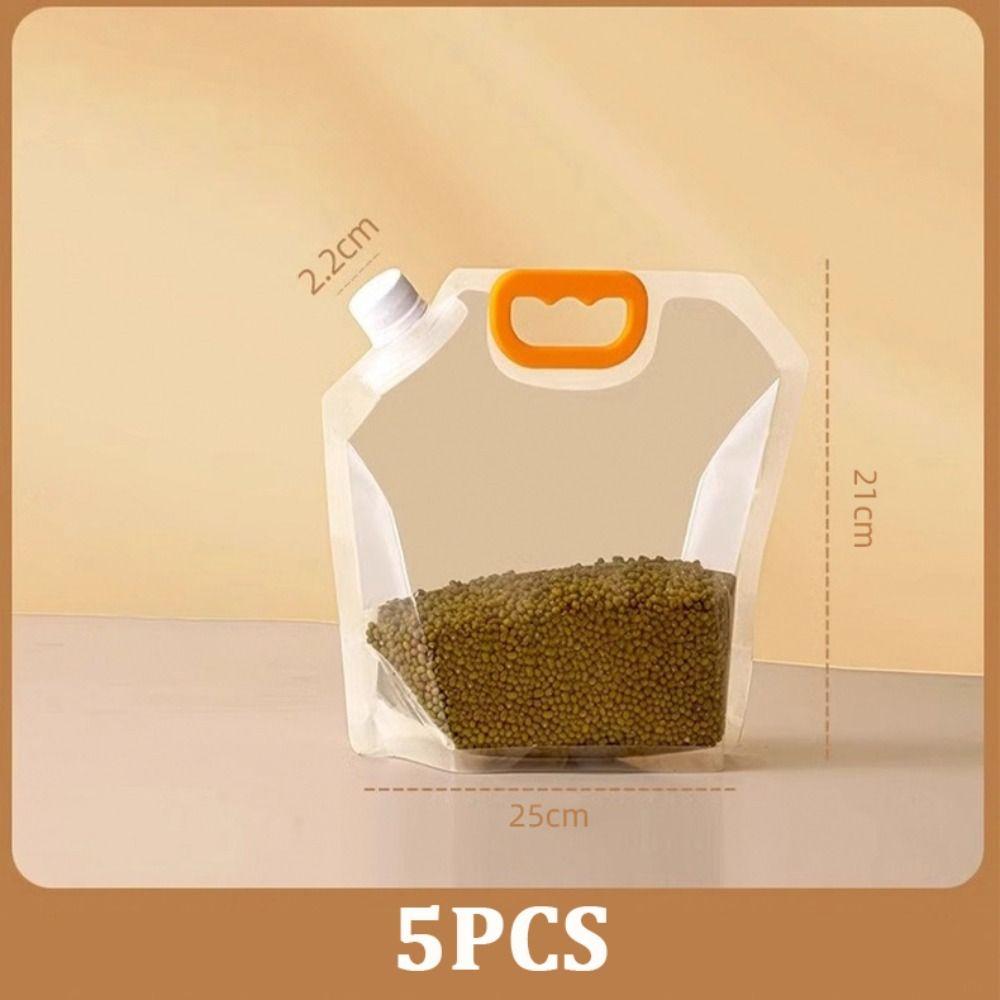 5Pcs Transparent Grain Storage Bags Insect Proof Recyclable Grain Sealed Bag Moisture Proof Fresh Keeping Bags Kitchen Supplies