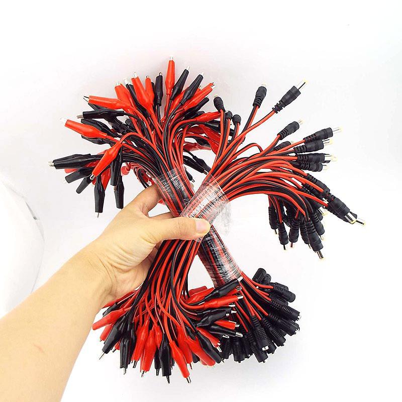 25CM DC Male Female To Alligator Clip Cable Plug Power Plug Connector Adapter Wire DC 5.5*2.1mm Crocodile Test Leads