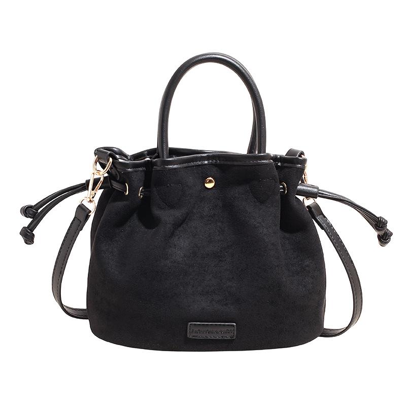 

Замшевая сумка-тоут с кулиской - Женская высококлассная сумка-кроссбоди для поездок на работу чёрный