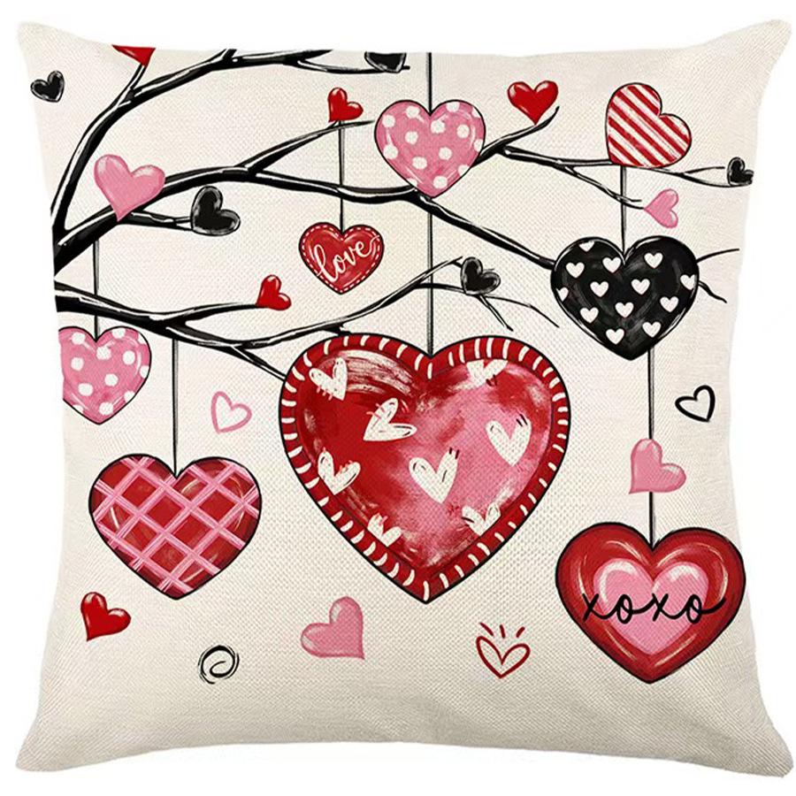 Valentine's Day Heart Print Decorative Pillowcase for Sofa or Bed